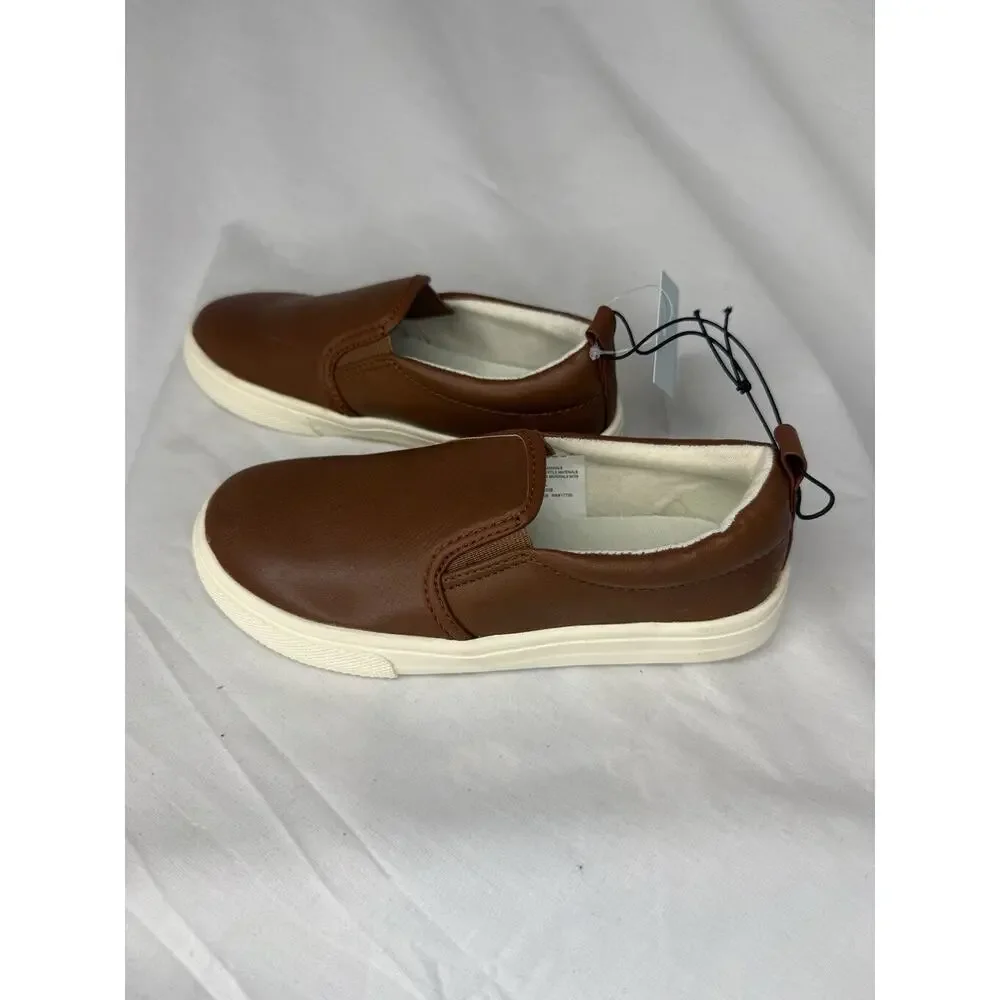 Cat & Jack Boys' Brown Faux Leather Slip On Casual Sneakers US 12T
